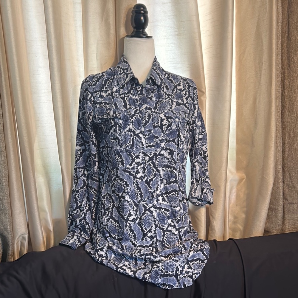 Banana Republic Blue 3/4 Sleeve Button Down Shirt / Mini Dress.